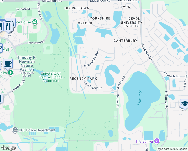 map of restaurants, bars, coffee shops, grocery stores, and more near 4108 King Edward Drive in Orlando