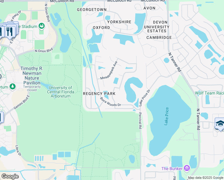 map of restaurants, bars, coffee shops, grocery stores, and more near 4120 King Edward Drive in Orlando