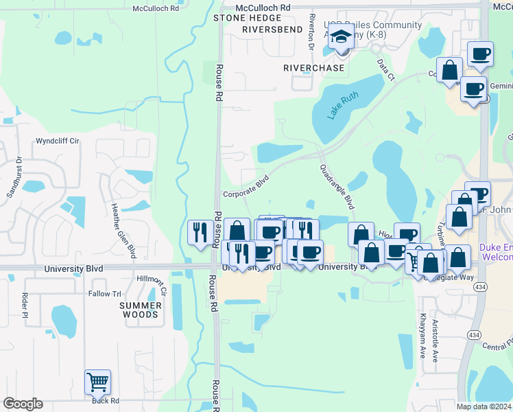 map of restaurants, bars, coffee shops, grocery stores, and more near 3505 Lake Lynda Drive in Orlando