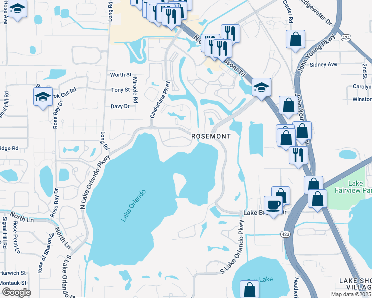 map of restaurants, bars, coffee shops, grocery stores, and more near 3924 Versailles Drive in Orlando