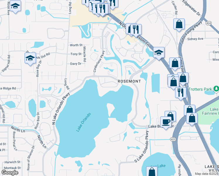 map of restaurants, bars, coffee shops, grocery stores, and more near 4000 Versailles Drive in Orlando