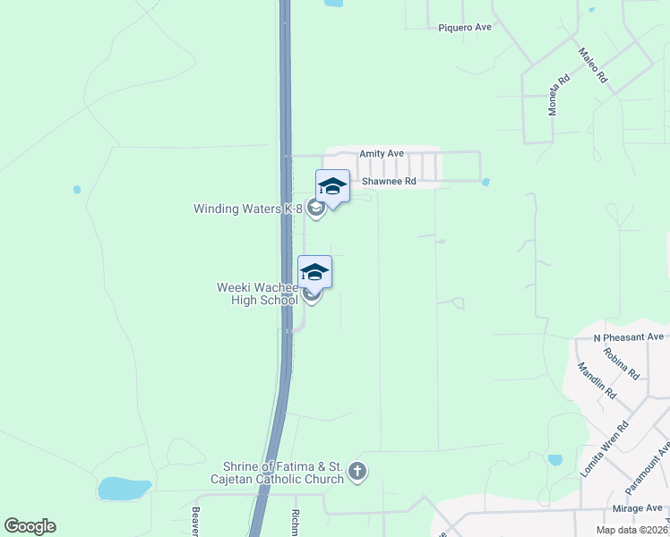 map of restaurants, bars, coffee shops, grocery stores, and more near 12150 Vespa Way in Weeki Wachee