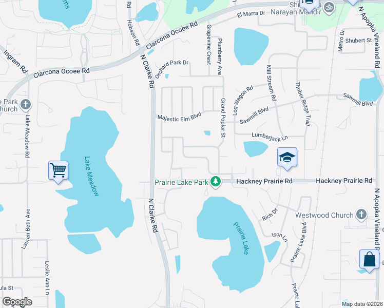 map of restaurants, bars, coffee shops, grocery stores, and more near 1978 Applegate Drive in Ocoee
