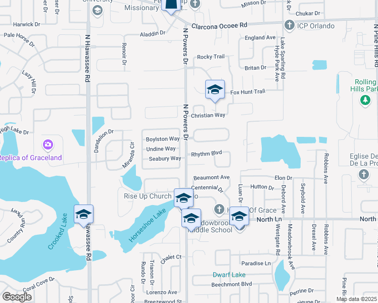 map of restaurants, bars, coffee shops, grocery stores, and more near 6249 Rhythm Boulevard in Orlando