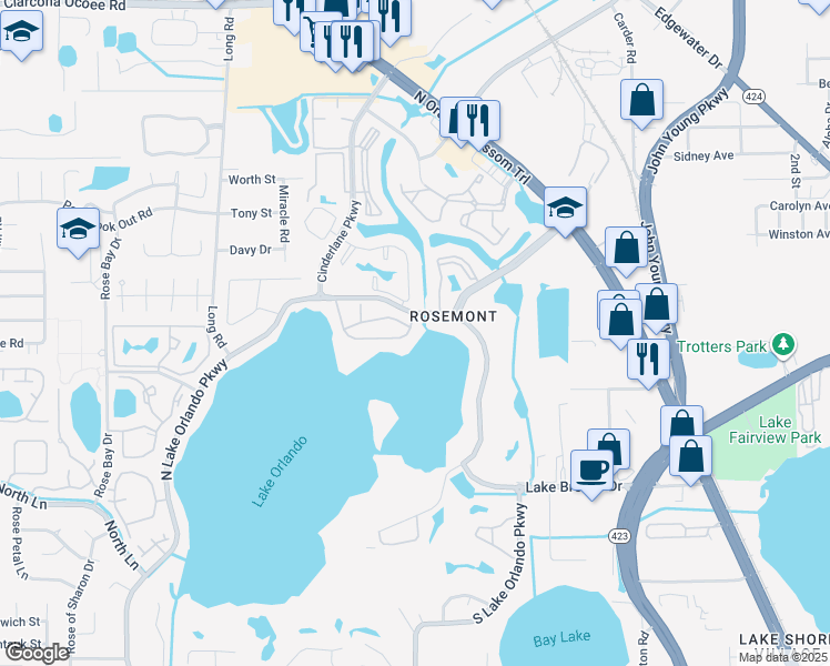 map of restaurants, bars, coffee shops, grocery stores, and more near 3918 Versailles Drive in Orlando