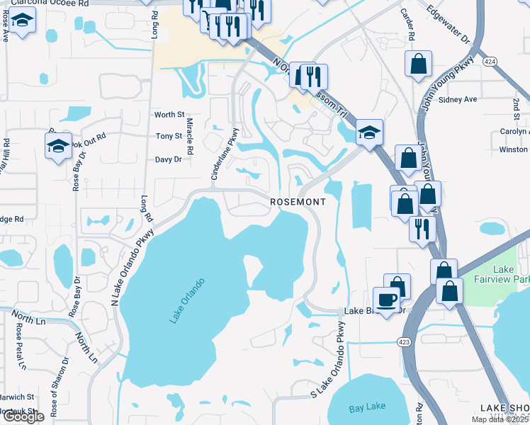 map of restaurants, bars, coffee shops, grocery stores, and more near 3918 Versailles Drive in Orlando
