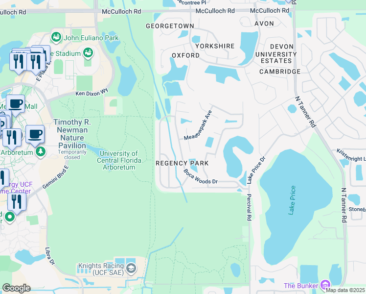 map of restaurants, bars, coffee shops, grocery stores, and more near 4213 Boca Woods Drive in Orlando