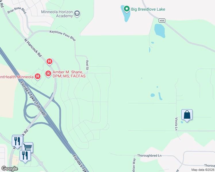 map of restaurants, bars, coffee shops, grocery stores, and more near 15025 Vinola Place in Montverde