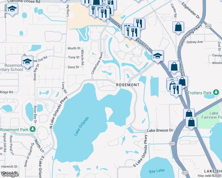 map of restaurants, bars, coffee shops, grocery stores, and more near 4118 Dijon Drive in Orlando