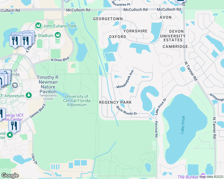 map of restaurants, bars, coffee shops, grocery stores, and more near 4228 Boca Woods Drive in Orlando