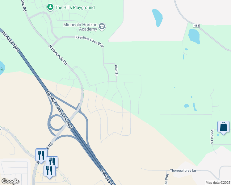 map of restaurants, bars, coffee shops, grocery stores, and more near 17942 Triple East Road in Clermont
