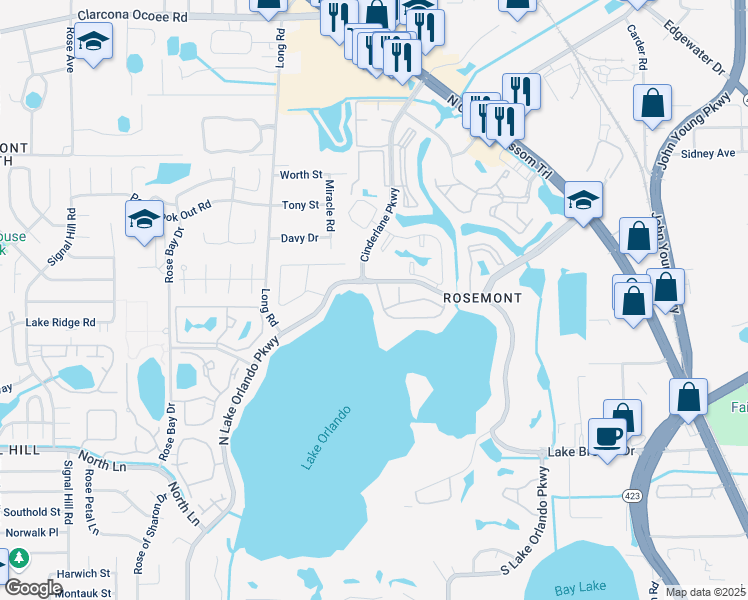 map of restaurants, bars, coffee shops, grocery stores, and more near 4134 Versailles Drive in Orlando
