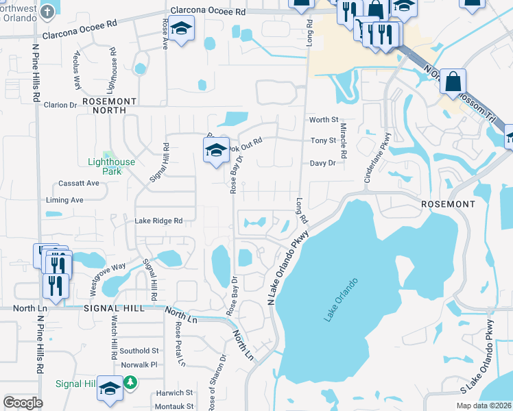 map of restaurants, bars, coffee shops, grocery stores, and more near 4926 Samoa Circle in Orlando