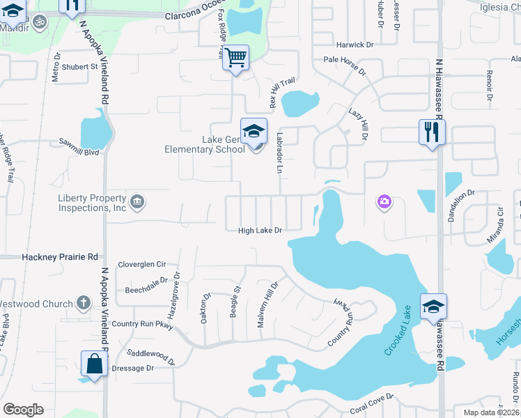 map of restaurants, bars, coffee shops, grocery stores, and more near 4729 Beagle Street in Orlando