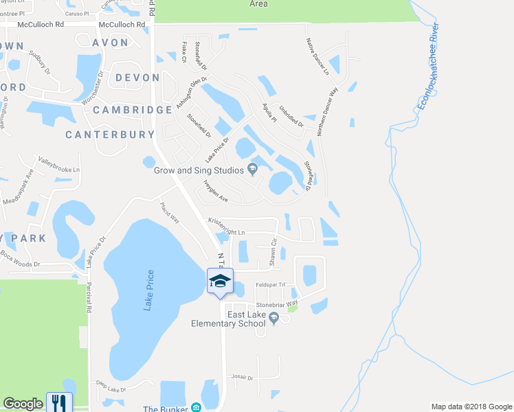 map of restaurants, bars, coffee shops, grocery stores, and more near 4032 Iveyglen Avenue in Orlando