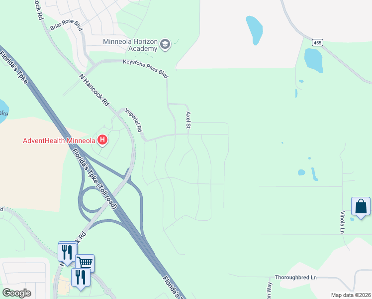 map of restaurants, bars, coffee shops, grocery stores, and more near 17942 Triple East Road in Clermont