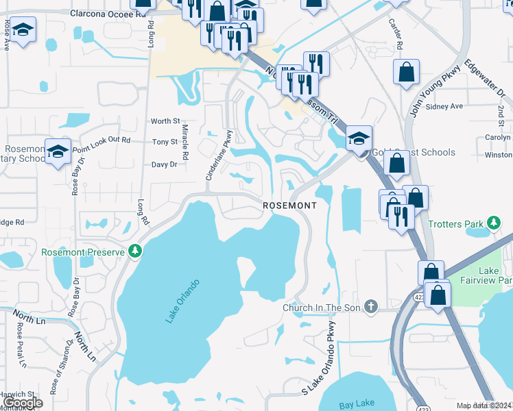 map of restaurants, bars, coffee shops, grocery stores, and more near 3918 Versailles Drive in Orlando