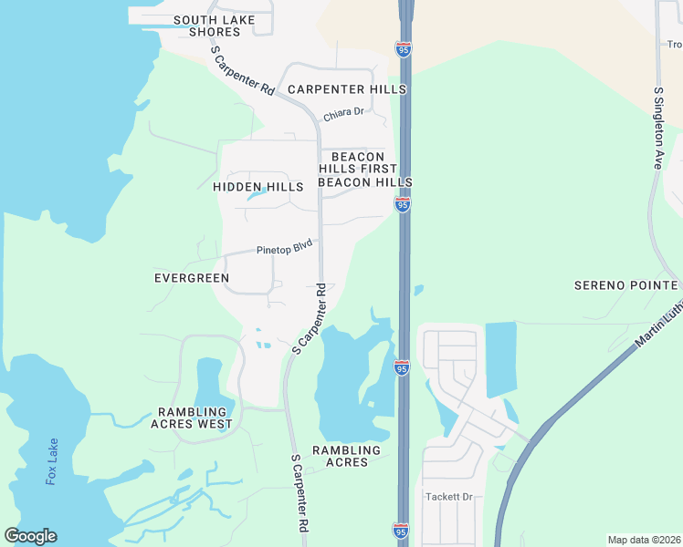 map of restaurants, bars, coffee shops, grocery stores, and more near 1115 South Carpenter Road in Titusville