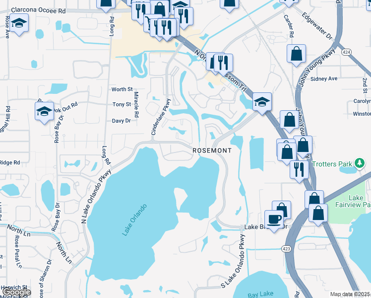map of restaurants, bars, coffee shops, grocery stores, and more near 3918 Versailles Drive in Orlando