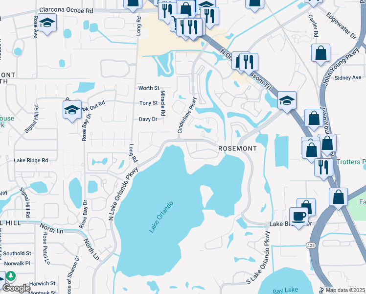 map of restaurants, bars, coffee shops, grocery stores, and more near 4134 Versailles Drive in Orlando
