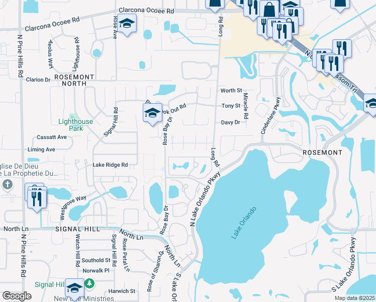 map of restaurants, bars, coffee shops, grocery stores, and more near 4926 Samoa Circle in Orlando