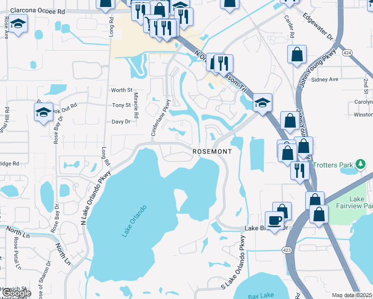 map of restaurants, bars, coffee shops, grocery stores, and more near 3935 Dijon Drive in Orlando