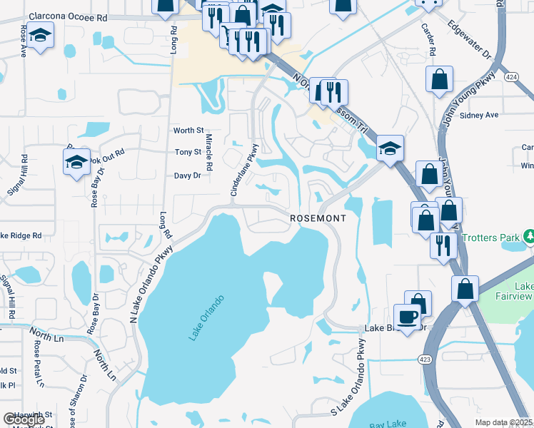 map of restaurants, bars, coffee shops, grocery stores, and more near 4118 Dijon Drive in Orlando