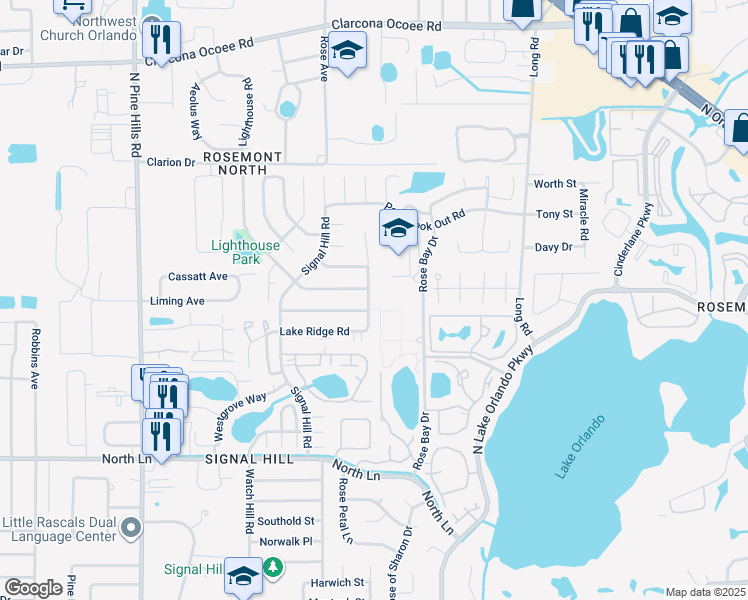 map of restaurants, bars, coffee shops, grocery stores, and more near 4963 Neponset Avenue in Orlando