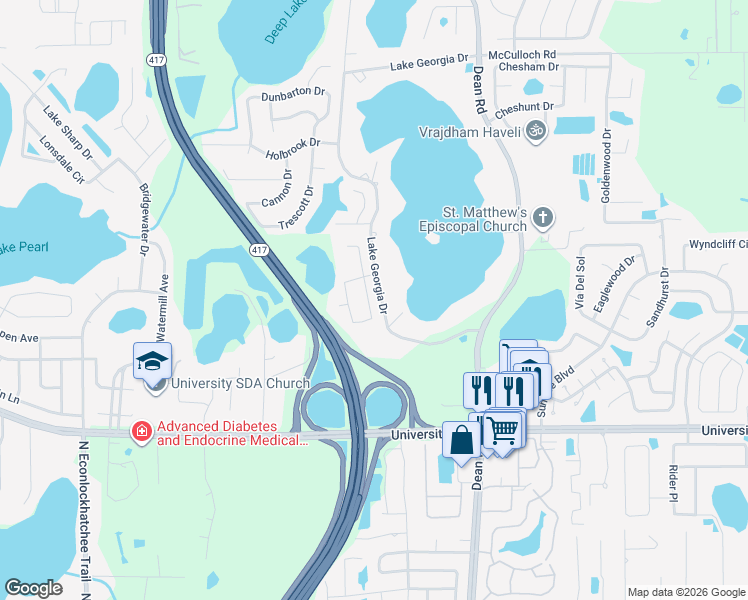 map of restaurants, bars, coffee shops, grocery stores, and more near 4633 Jetty Street in Orlando