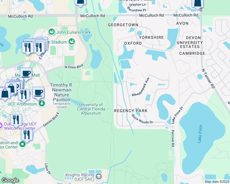 map of restaurants, bars, coffee shops, grocery stores, and more near 4232 Forest Island Drive in Orlando