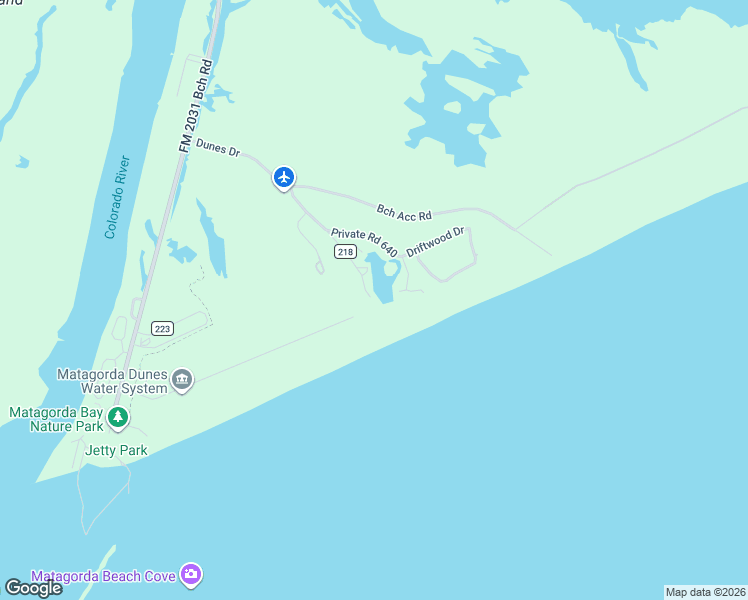 map of restaurants, bars, coffee shops, grocery stores, and more near 621 Beach Front Drive in Matagorda