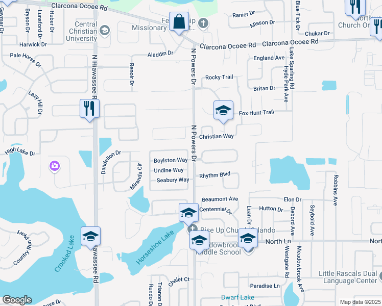 map of restaurants, bars, coffee shops, grocery stores, and more near 4731 Wellesly Drive in Orlando