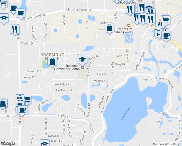 map of restaurants, bars, coffee shops, grocery stores, and more near 5037 Bermuda Circle in Orlando