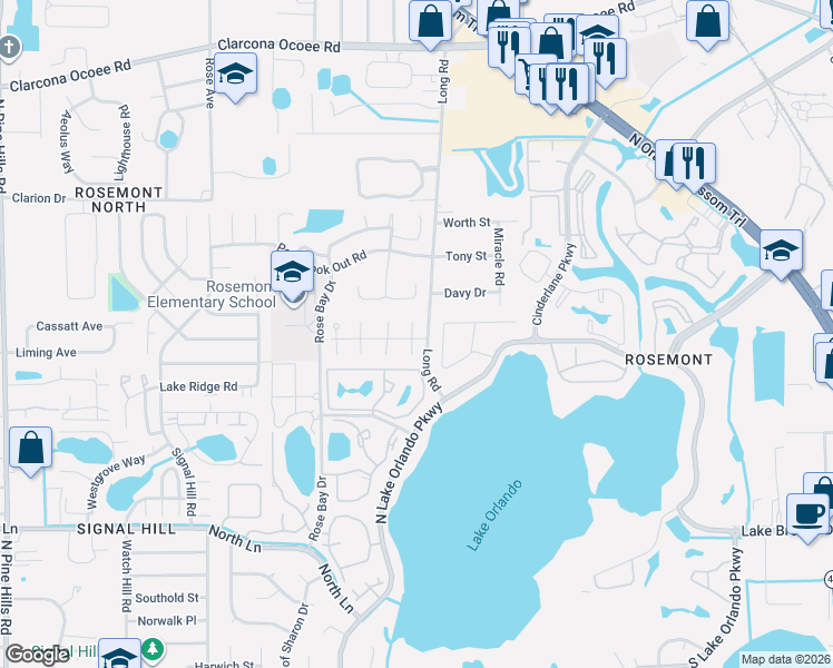 map of restaurants, bars, coffee shops, grocery stores, and more near 5003 Jamaica Circle in Orlando