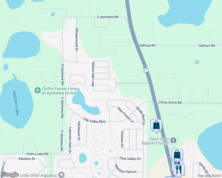 map of restaurants, bars, coffee shops, grocery stores, and more near 1941 Southern Oak Loop in Minneola
