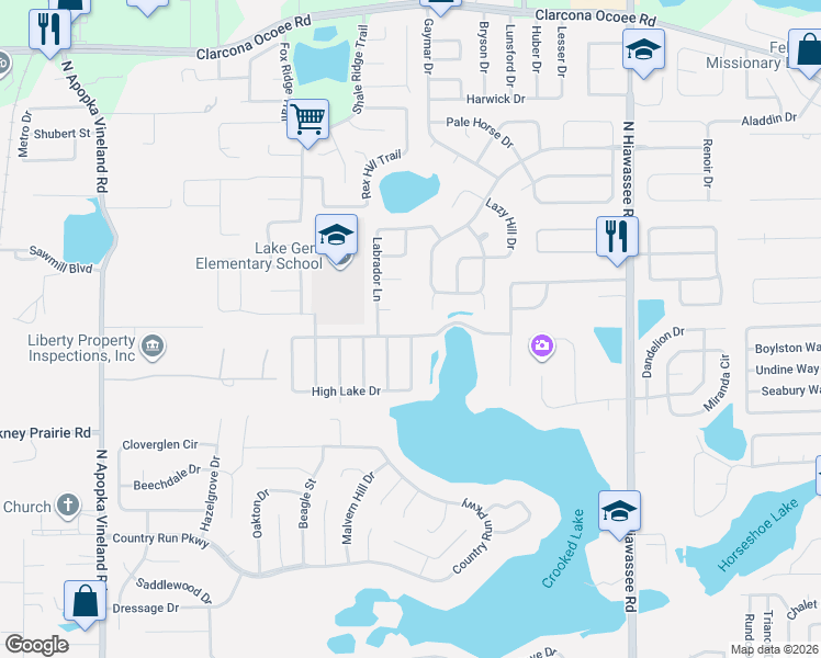 map of restaurants, bars, coffee shops, grocery stores, and more near 7012 Ochopee Court in Orlando