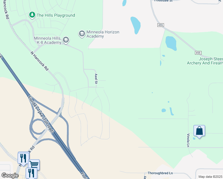 map of restaurants, bars, coffee shops, grocery stores, and more near Triple East Road in Montverde