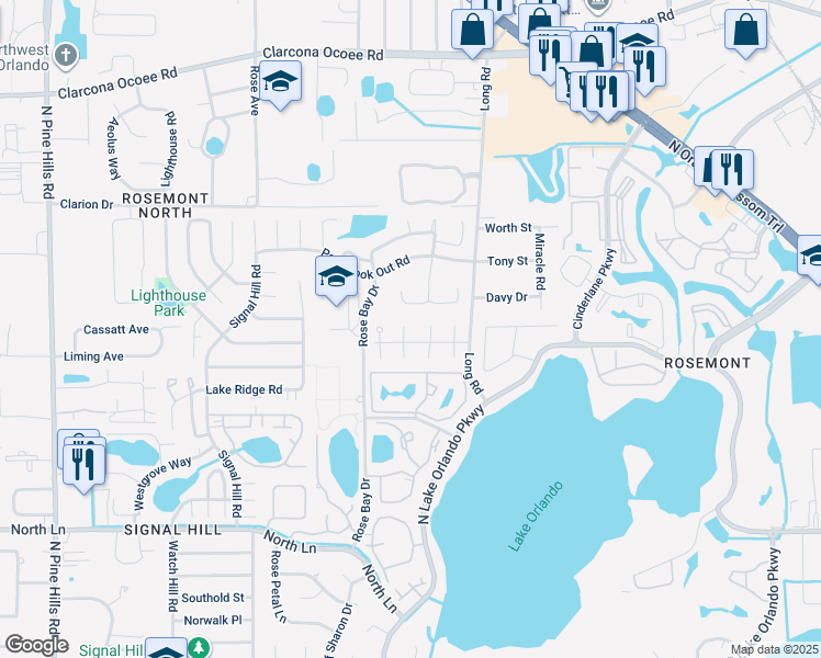 map of restaurants, bars, coffee shops, grocery stores, and more near 5035 Nassau Circle in Orlando