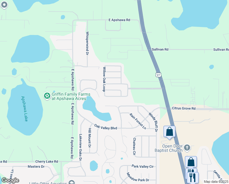 map of restaurants, bars, coffee shops, grocery stores, and more near 923 Cork Oak Lane in Minneola