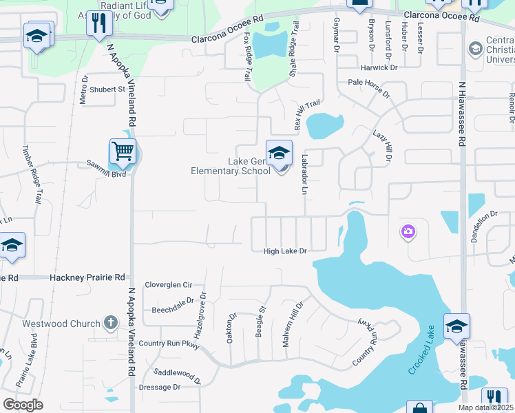 map of restaurants, bars, coffee shops, grocery stores, and more near 7714 Tanbier Drive in Orlando