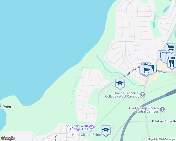 map of restaurants, bars, coffee shops, grocery stores, and more near 1828 Donahue Drive in Ocoee