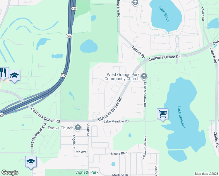 map of restaurants, bars, coffee shops, grocery stores, and more near 830 Bucklebury Loop in Apopka