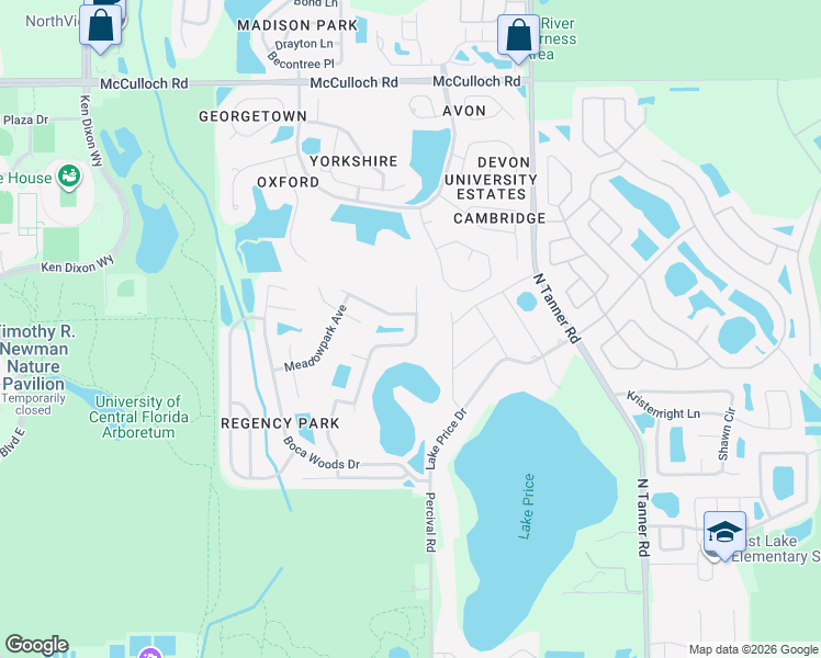 map of restaurants, bars, coffee shops, grocery stores, and more near 4390 King Edward Drive in Orlando
