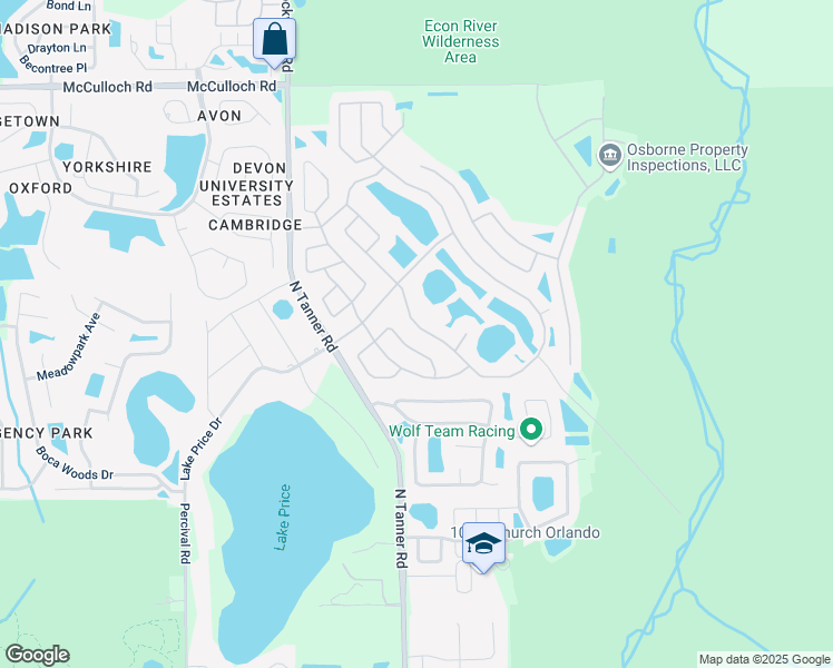 map of restaurants, bars, coffee shops, grocery stores, and more near 4160 Stonefield Drive in Orlando