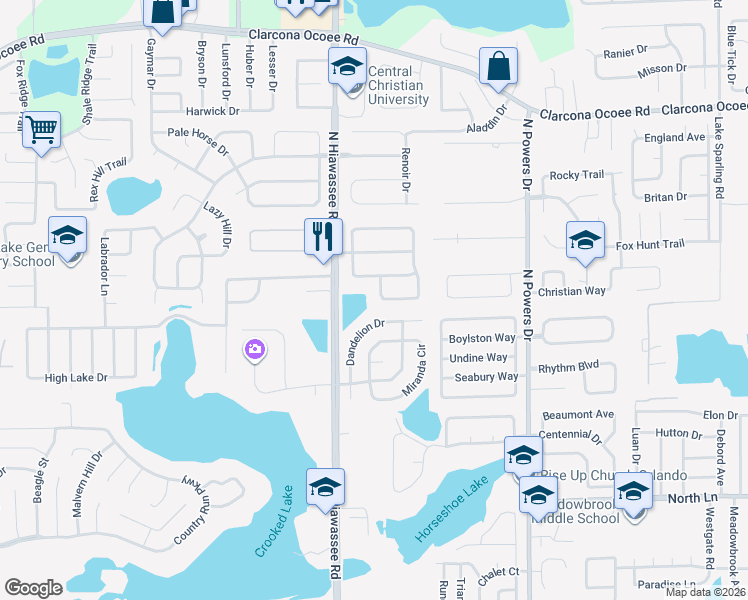 map of restaurants, bars, coffee shops, grocery stores, and more near 6832 Westborough Lane in Orlando