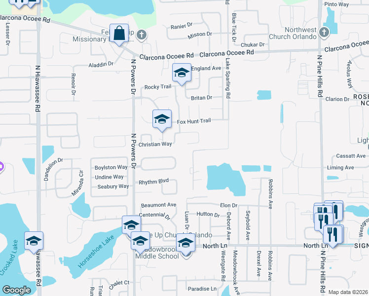 map of restaurants, bars, coffee shops, grocery stores, and more near 5907 Kenlyn Court in Orlando