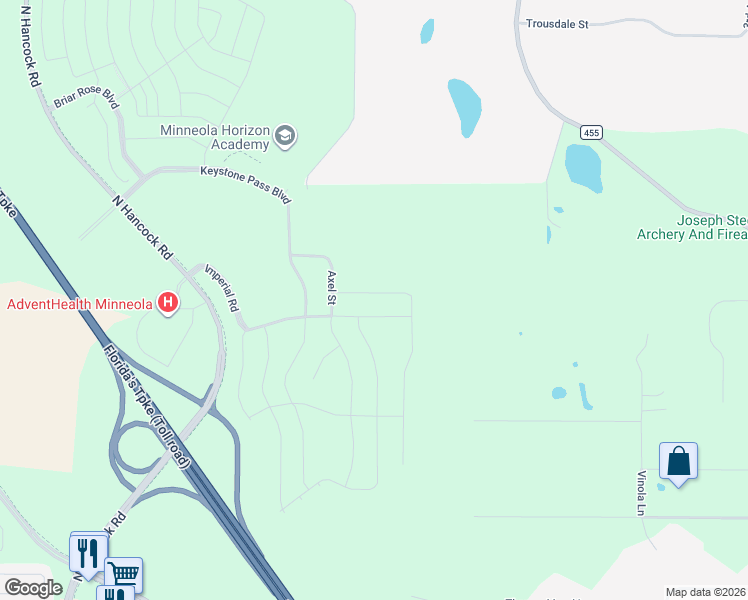 map of restaurants, bars, coffee shops, grocery stores, and more near Triple East Road in Montverde