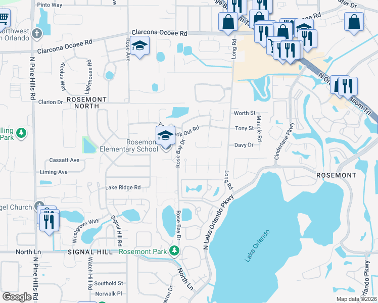 map of restaurants, bars, coffee shops, grocery stores, and more near 5035 Nassau Circle in Orlando