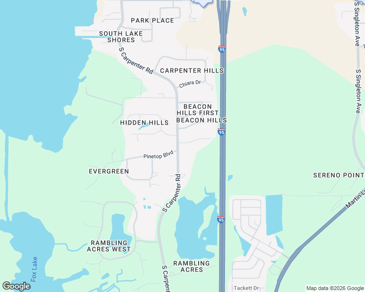 map of restaurants, bars, coffee shops, grocery stores, and more near 3675 Rosehaven Place in Titusville