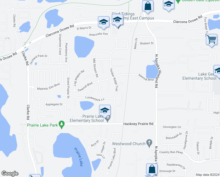 map of restaurants, bars, coffee shops, grocery stores, and more near 5025 Water Wheel Court in Ocoee